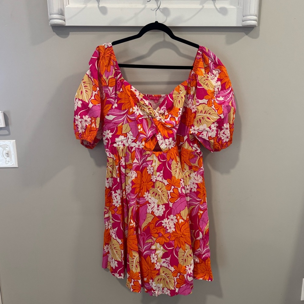 Impressions Pink and Orange Floral Dress